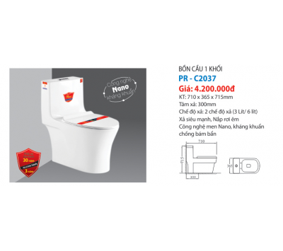 BỘ BỒN CẦU 1 KHỐI PR-C2037