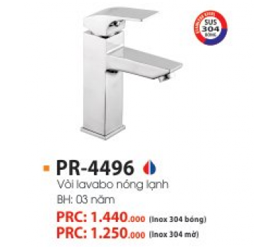 VÒI LAVABO NÓNG LẠNH INOX 304 BÓNG PR-4496B