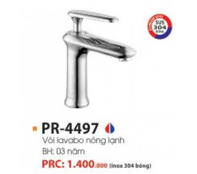 VÒI LAVABO NÓNG LẠNH INOX 304 BÓNG PR-4497