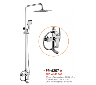 BỘ SEN CÂY NÓNG LẠNH ĐỒNG THAU MẠ CROME PR-6207