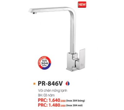 VÒI RỬA CHÉN NÓNG LẠNH INOX 304 BÓNG PR-846