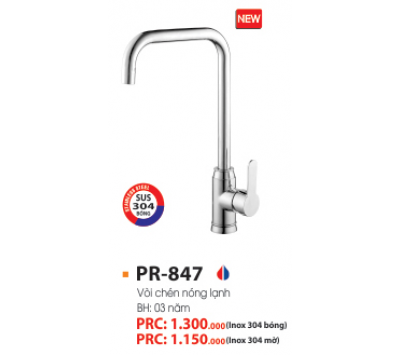 VÒI RỬA CHÉN NÓNG LẠNH INOX 304 BÓNG PR-847