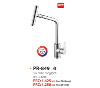 VÒI RỬA CHÉN NÓNG LẠNH INOX 304 BÓNG PR-849
