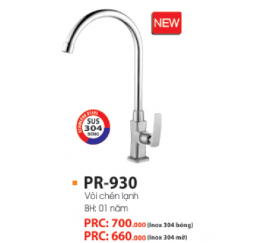 VÒI RỬA CHÉN LẠNH INOX 304 BÓNG PR-930